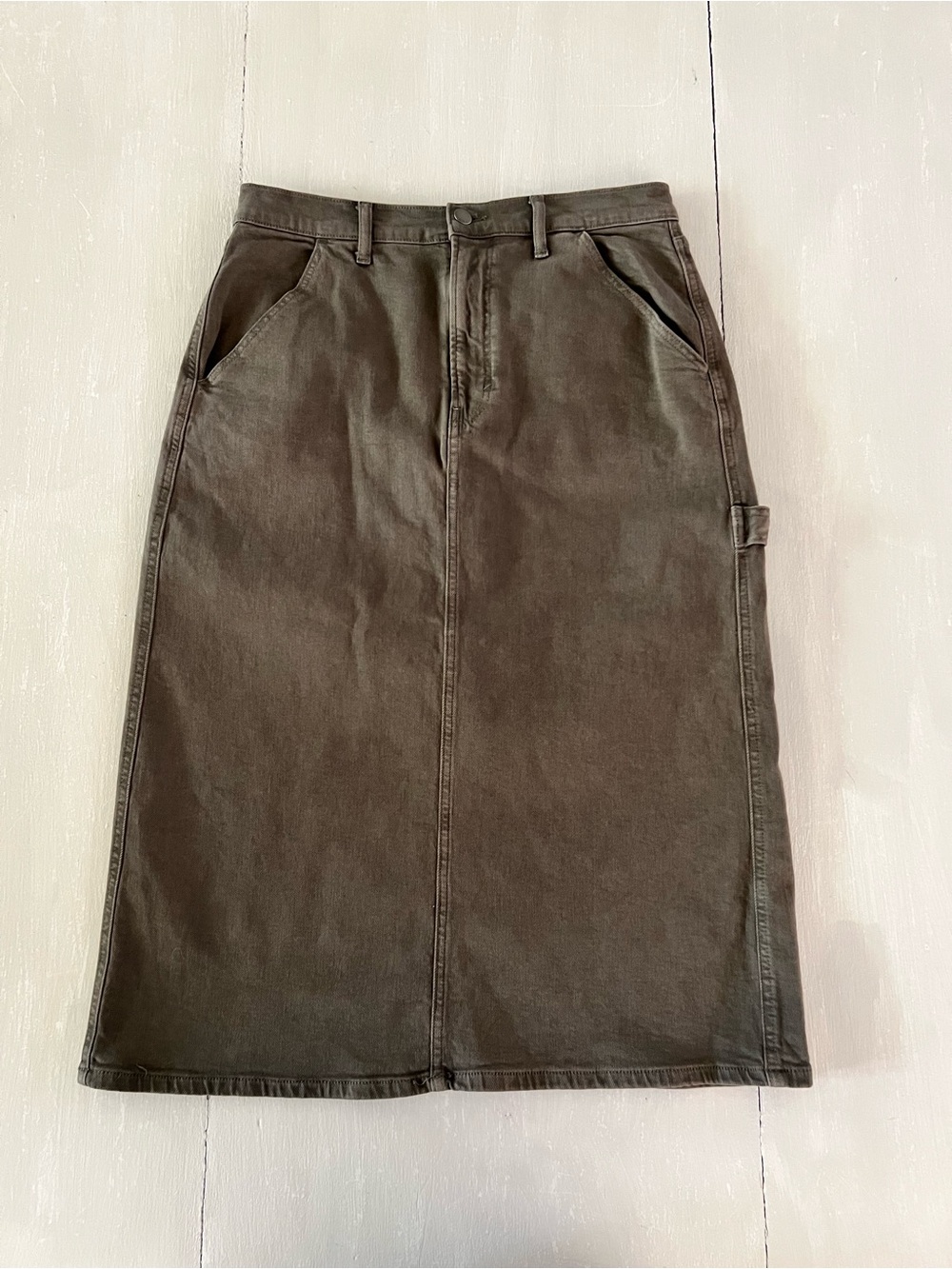 a.n.a. A New Approach Size 12 Olive High Rise Utility Cargo Skirt Cotton Stretch
